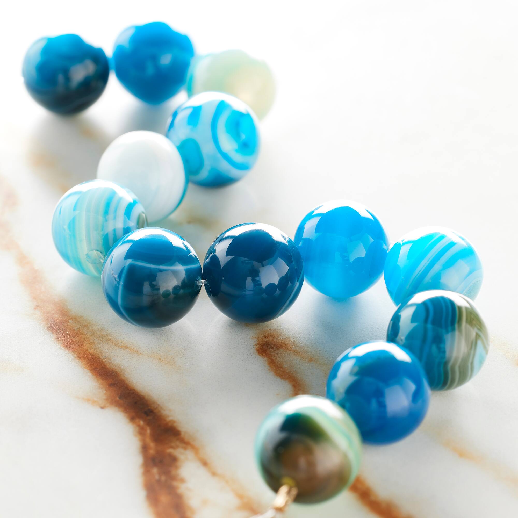 Aqua Dyed Mix Agate Round Beads, 12mm by Bead Landing™